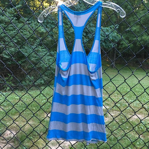 Check & Stripe Blue & Gray Striped Tank - Picture 2 of 3
